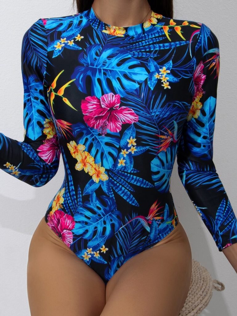 Vestido De Baño Una Pieza Con Manga Larga Tropical Angora Store 