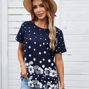 Blusa floral con puntos casual