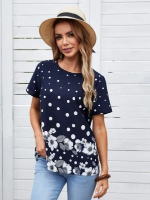 Blusa floral con puntos casual